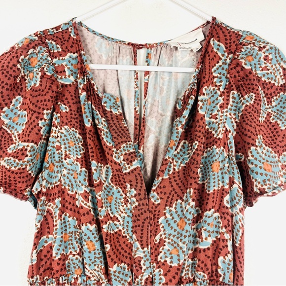 Anthropologie XS Somerset Floral Multicolor Wide-Leg Short Sleeve Jumpsuit - Picture 3 of 6